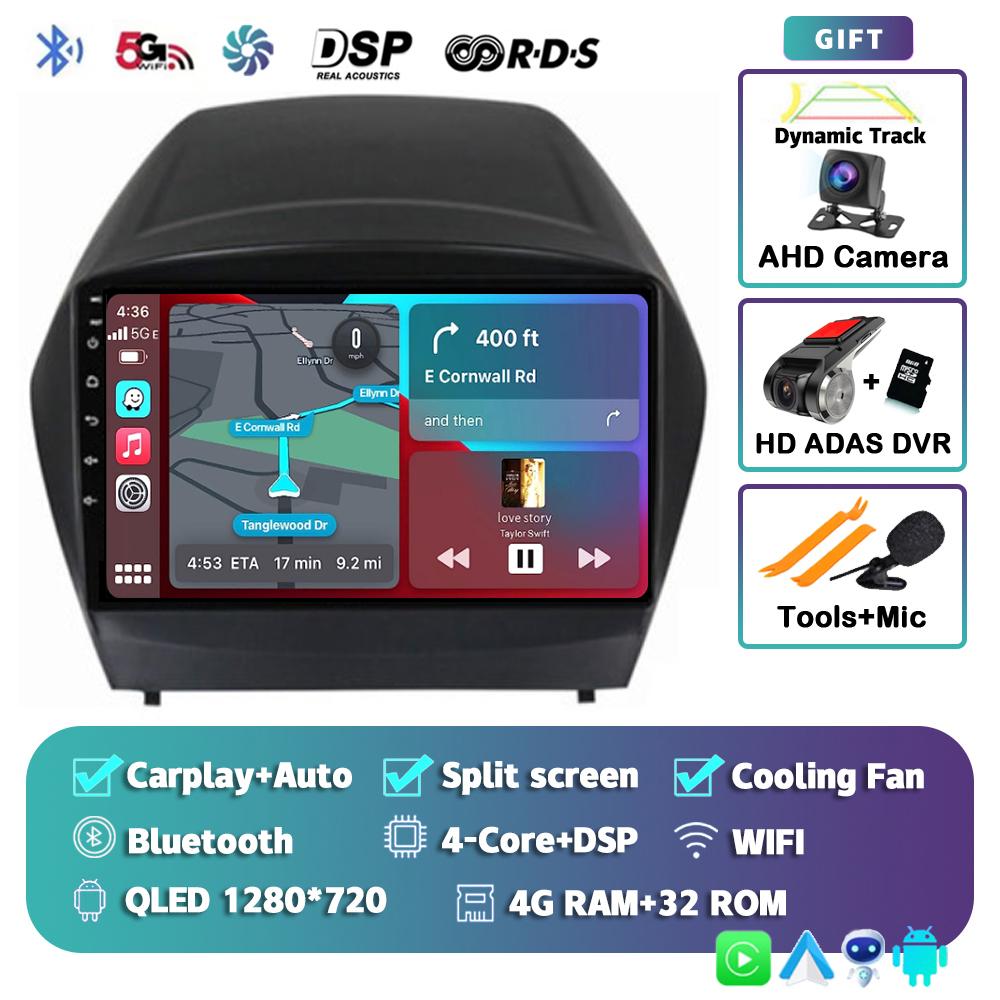 Android 14 Carplay Auto WIFI+4G Car Radio For Hyundai Tucson 2 LM IX35 2009-2015 Multimedia Video Player Navigation GPS DSP 2din