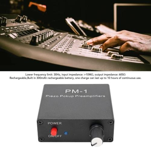 Sxhlseller Piezo Pickup Preamp Amplifier, Low Frequency Limited Rechargeable Guitar Pickup, Compact Mount Preamp Amplifier for Guitar Violin Cello Kul