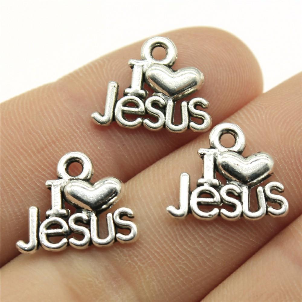 

20pcs Christianity Charms I Love God I Love Jesus Charms DIY Crafts Making Findings For Jewelry Making