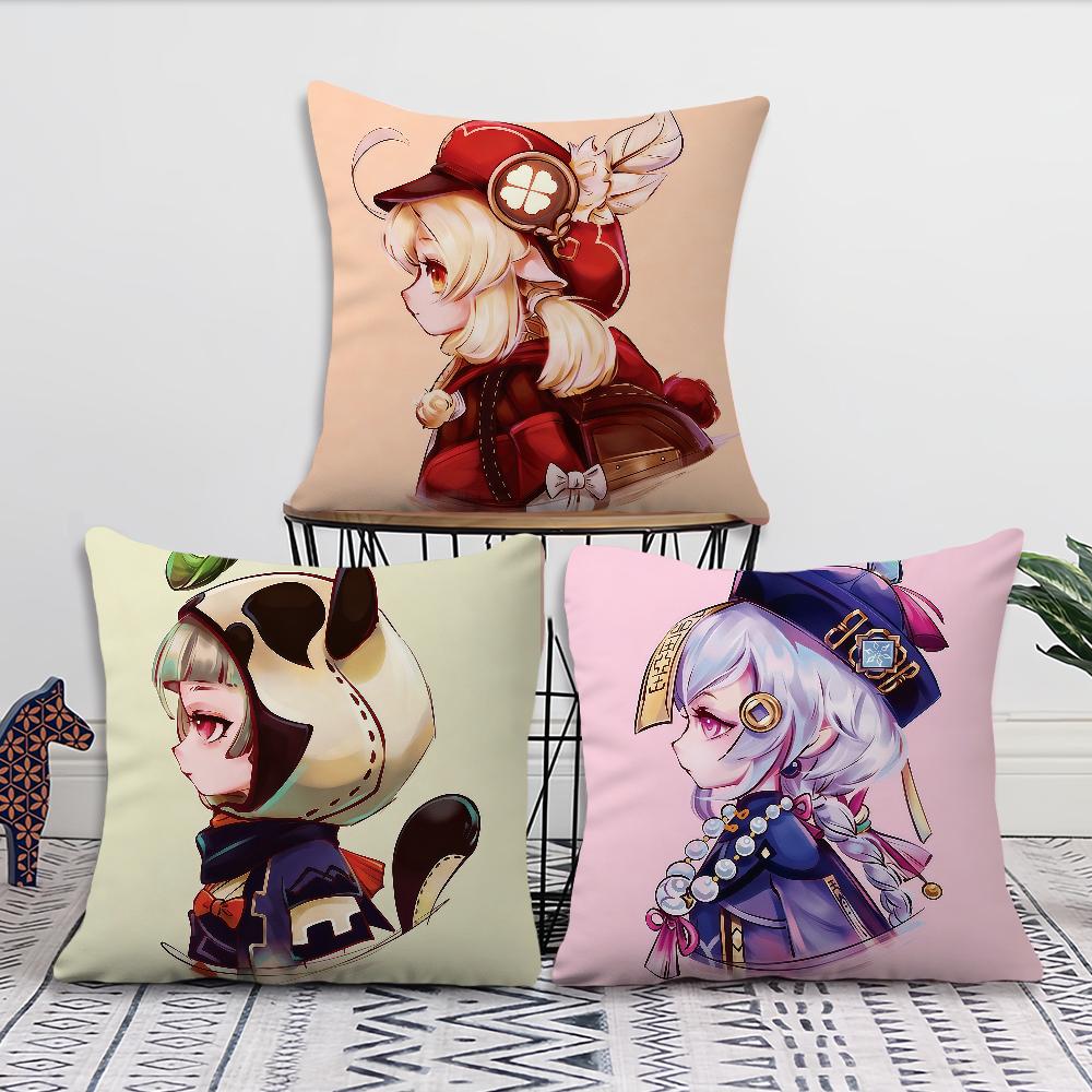 Game Genshin Impact cute a cushion cover Pillow Cover Decoration Room Home Sofa living Office Car Nordic Simplicity