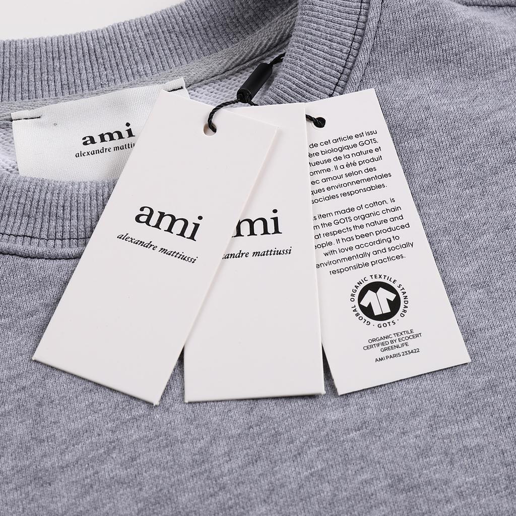 AMI 2025 Autumn and Winter New Letter Embroidery High-quality Cotton Round Neck Hoodie Couple Pullover
