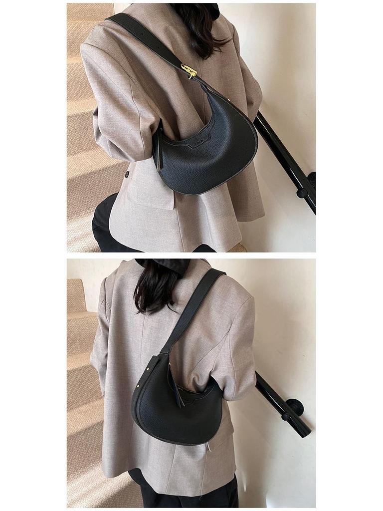 Korean Style Women's Versatile Half-Moon Crossbody Saddle Bag - 2025 Casual Fashion Crescent