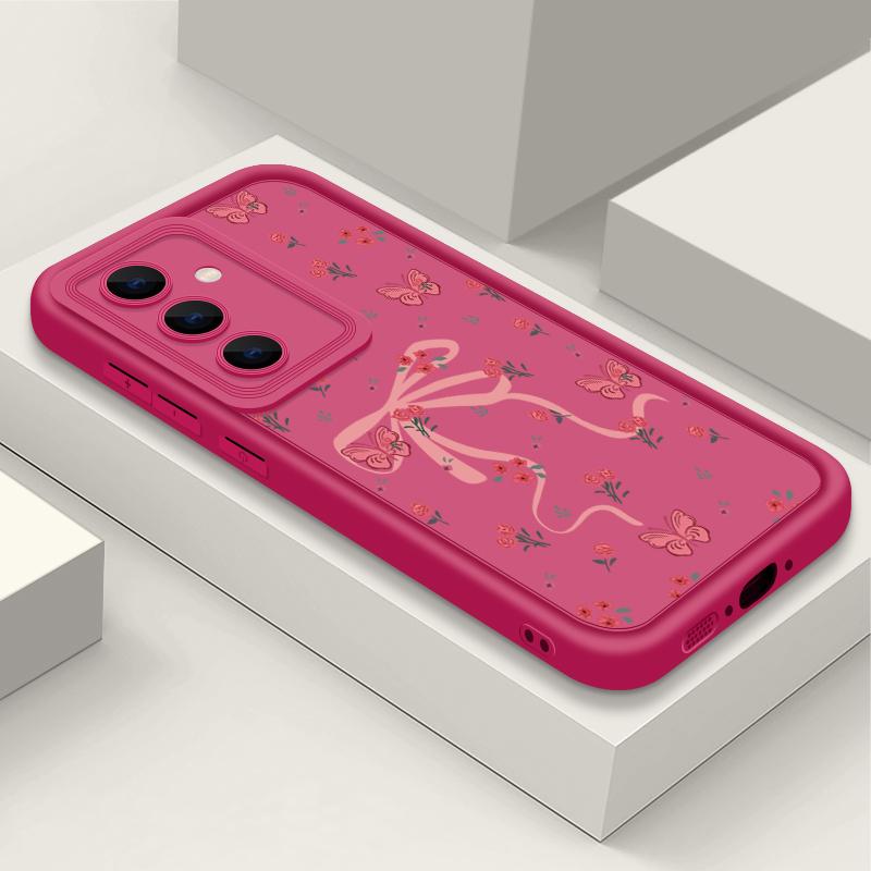 Für Samsung S25 Ultra S24 FE S23 S22 A56 A36 A55 A16 A15 A35 Handyhülle Schleife Blumendruck TPU Matt Stoßfest Weich Silikon Linsenschutzhülle
