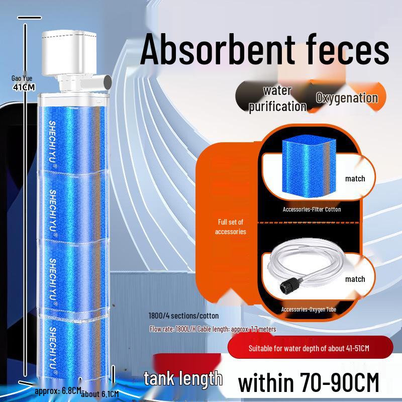 Silent Aquarium Filter: Submersible 3-in-1 Water Purifier, Circulator, and Oxygen Pump with Poop Suction Feature.