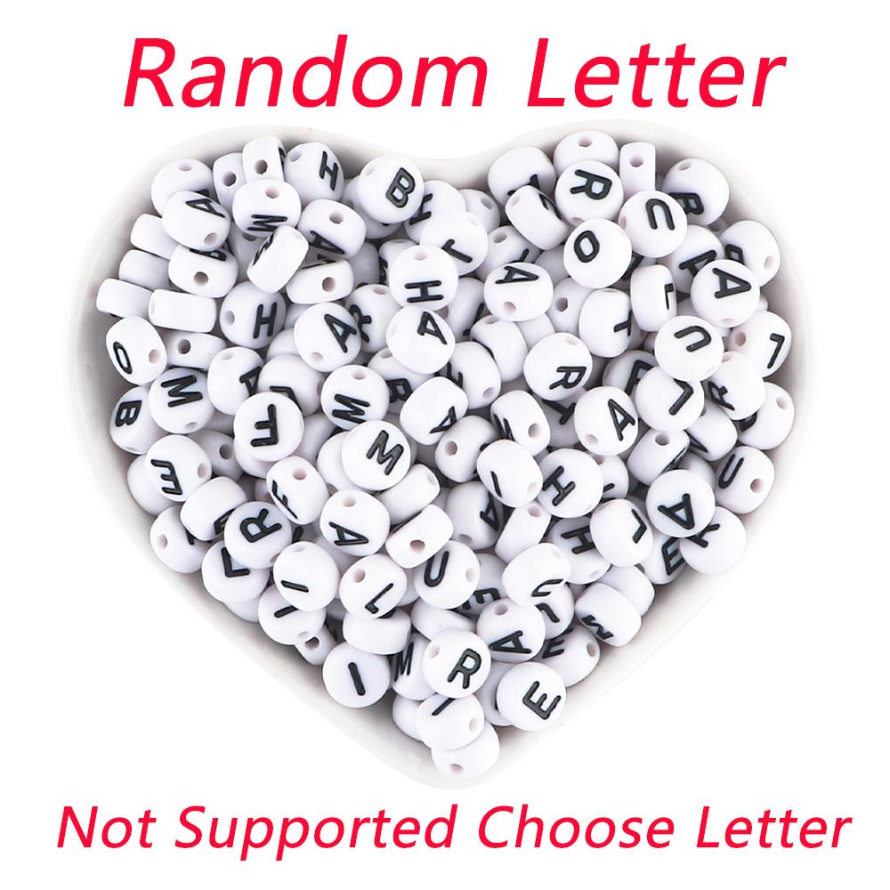 50/100/200pcs/Lot 7x4mm White A-Z Round Alphabet Acrylic Letters Beads Loose Spacer For Jewelry Making DIY Bracelet Accessories