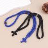 NEW Black/Blue Knot Necklace Handmade Orthodox Religous Rosary Prayer Rope Cross Jewelry Gift