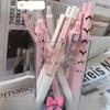 6pcs of Popular Cross-Border Pink Bow Ins High-Value Click Pens, Fast-Drying and Smooth for Students