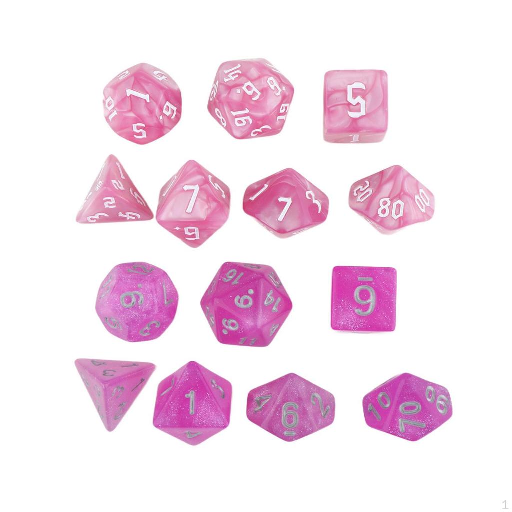 14 Pieces Polyhedral Dices Set Acrylic D4-d20 Game Playing Multi Sided for