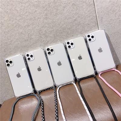 Umhängetasche mit Halskette, Kordel, Lanyard, weiche, klare Handyhülle für iPhone 14 Plus 14 13 12 11 Pro Max XS XR 6S 7 8 Plus, stoßfeste Airbag-Silikonhülle