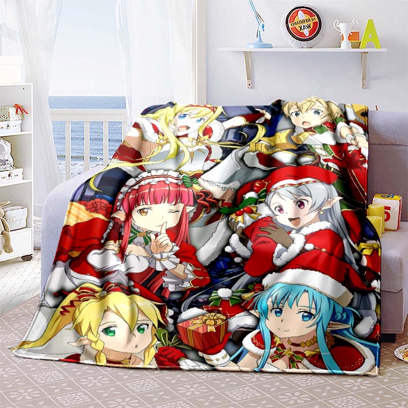 Die 3D-gedruckte "Sword Art Online" Flanelldecke ist warm, bequem und weich, geeignet für den Einsatz in Schlafzimmern, Betten, Sofas, 001