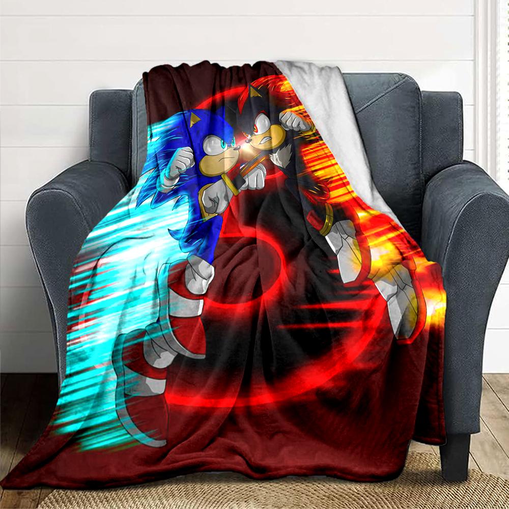 1Pc Sonic Vs Shadow Battle Blanket For Couch Bed Plush Cozy Fuzzy Blanket Super Soft Warm Blankets For Fall And Winter 0918238
