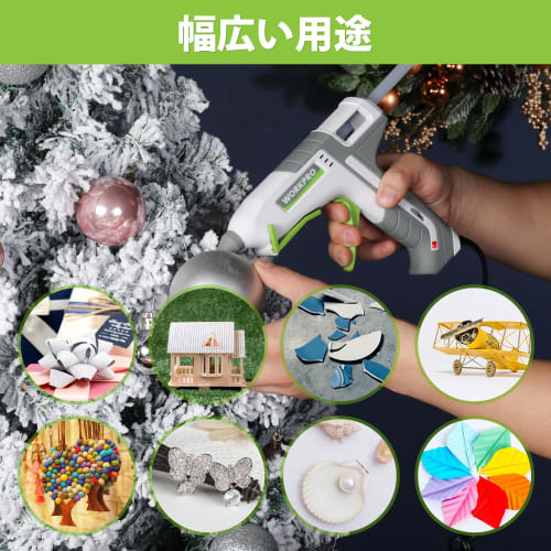 WORKPRO Glue Gun, 100W, with 10 Sticks, Two-Level Adjustment, Lightweight, Quick-Drying, Leak and Burn Prevention, Stand Included, PTC Heating System,