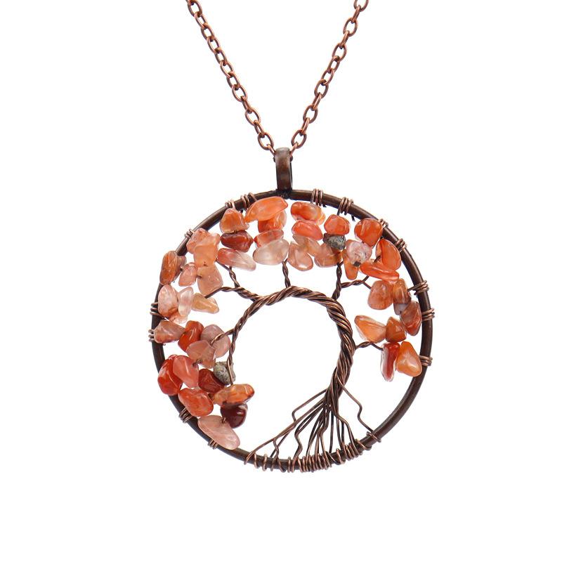 Vintage Handmade Bending Tree Of Life Colorful Gravel Crystal Pendant N79