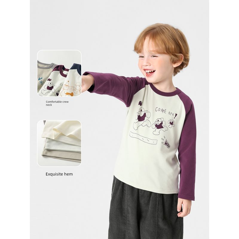Boys' T-Shirt, Toddler Autumn Long-Sleeve Top, 2026 New Spring/Autumn Children's Clothing, Spring Base Shirt, Trendy Top