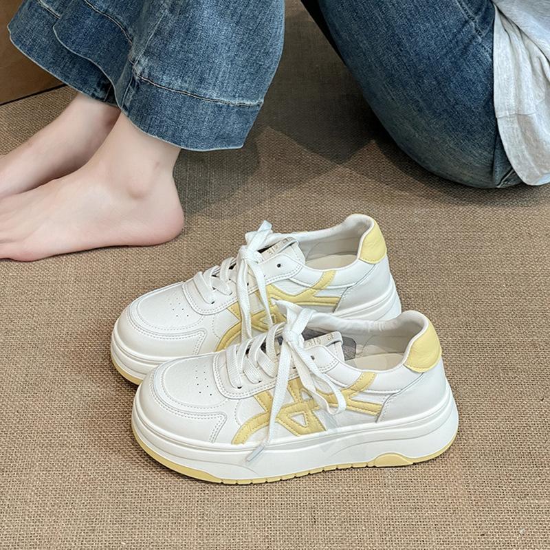 Korean version of thick-soled casual versatile little white shoes for women's 2025 summer new thick-soled heightened and lightweight sports shoes