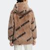 Adidas Monogram Jacket Letter Print Fleece Loose Hooded Coat Women Jackets Pink Brown IB2748