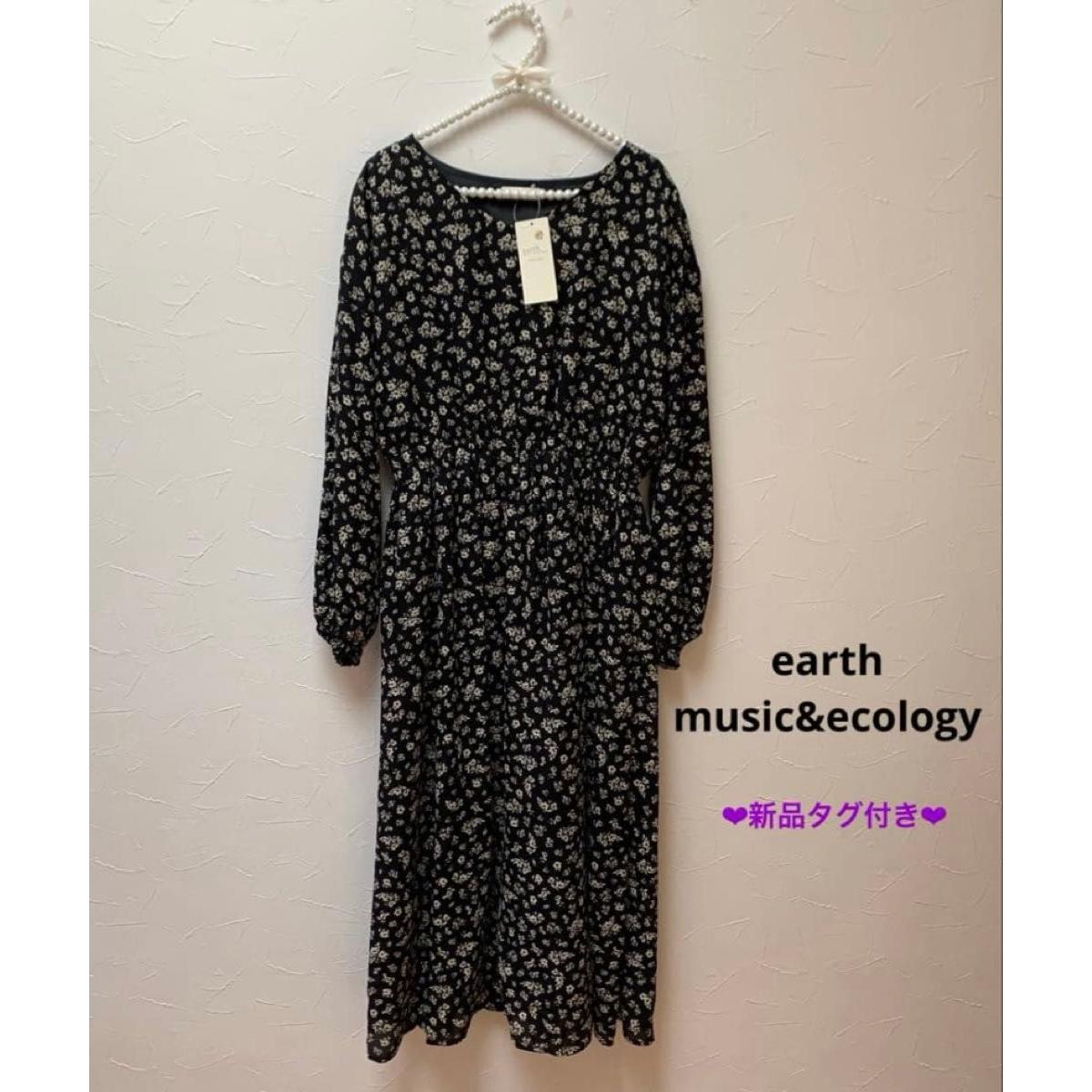 [New with tag] earth music & ecology  small flower pattern dress black
