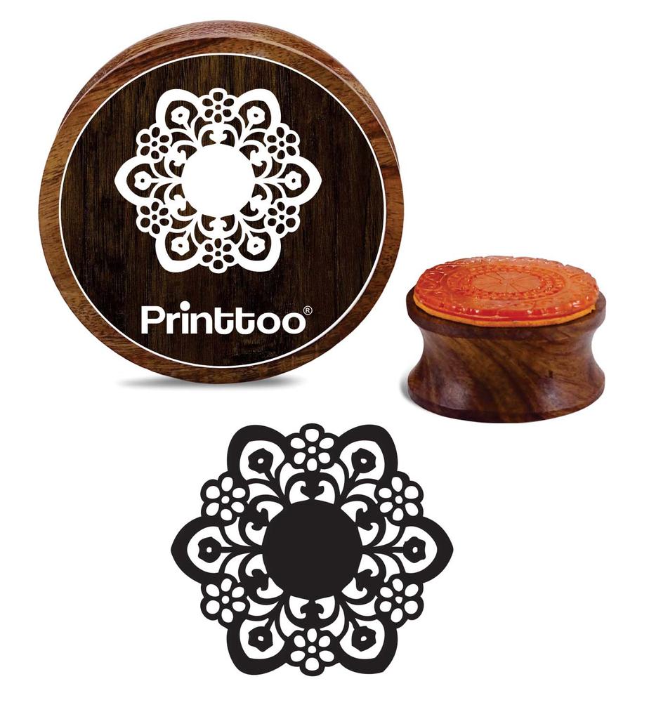 Ștampilă rotundă din lemn cu model floral pentru scrapbooking, bloc de lucru pentru creație - 2