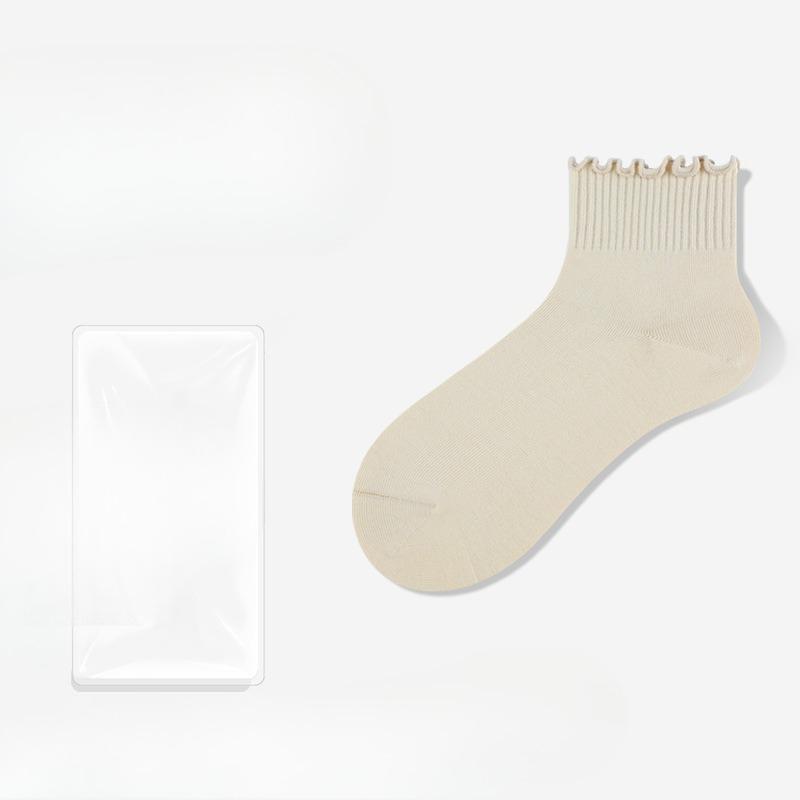 

Женские осенне-зимние хлопковые однотонные носки-трубы с грибным кружевом, антибактериальные, бесшовные, из хлопка 1 pair телесный