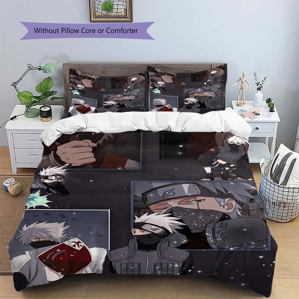 Naruto Anime Character Pattern Bedding Home Decoration Birthday Gift (1 * duvet cover + 2 * pillowcase, without core)