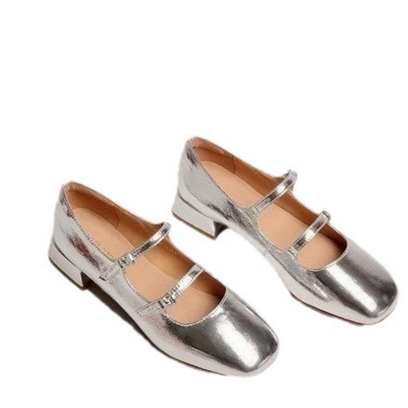 Spring and Autumn New Retro Ballet Shoes Thick Heel Fashion Word Belt Mary Jane Single Shoes Medium Heel Casual Shoes