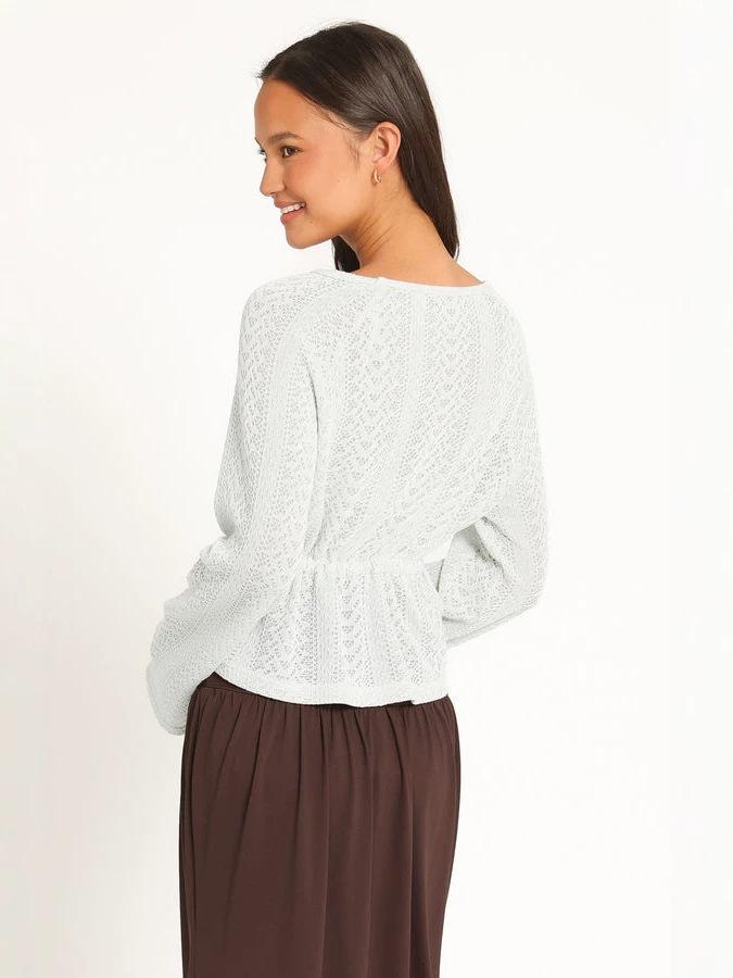 2026 Autumn/Winter Women's Knit Boat Neck Sweater with Waist-Cinching and Hollow Design