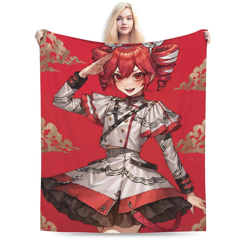 Kasane Teto Velvet Throw Blanket Anime Vtuber Blanket for Sofa Office Warm Plush Thin Quilt