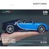 1:Model de mașină Bugatti Chiron la scară de 24 de jucării pentru jucării pentru băieți cu vârsta de 3-12 ani, vehicule cu tragere înapoi cu uși muzicale și capotă care pot fi deschise