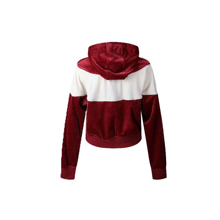 Nike Spliced Hooded Pullover Knit Crop Sweatshirt Women Tops Red BV5055-677