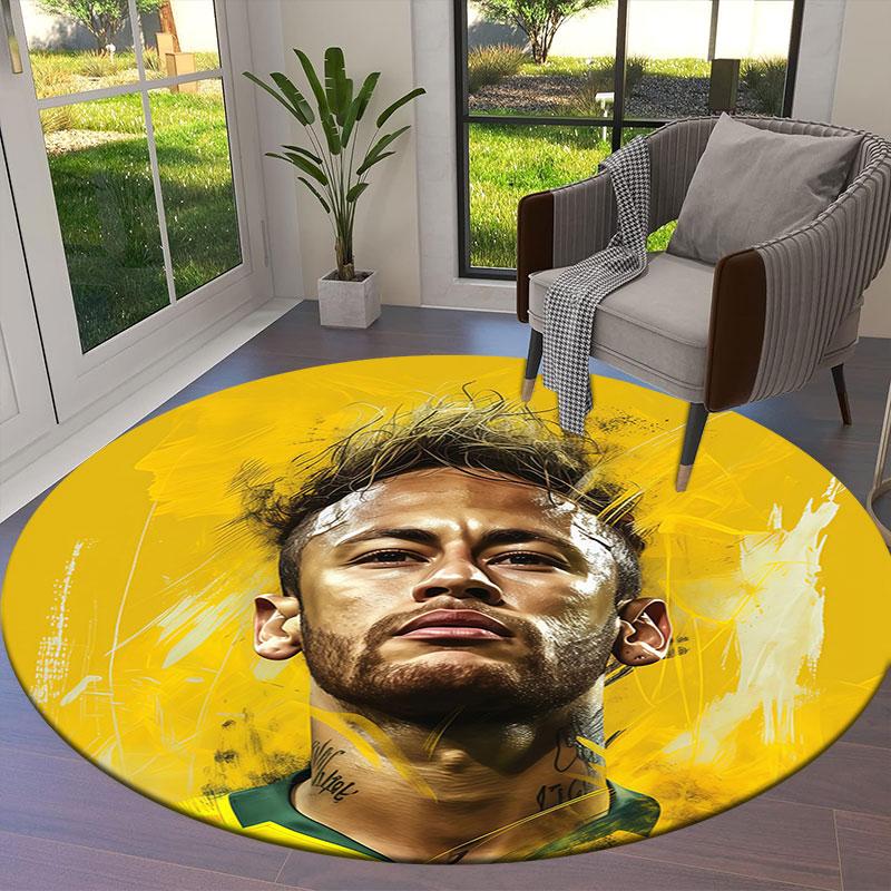 Neymar Round Area Rug,Carpet Rug for Living Room Bedroom Sofa Playroom Decor,Non-slip Floor Mat