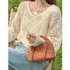 Skeleton Knit Sweater Women's Spring Summer and Autumn Solid Colour Grid Lazy Bottoming Sunscreen Cover-ups