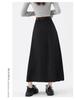 Women's High Waist Gray A-Line Pleated Mid-Length Skirt - Spring, Summer, Autumn 2025