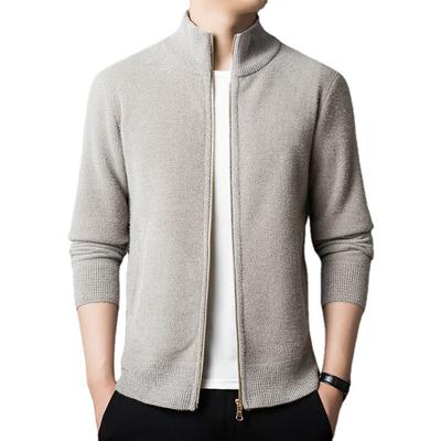 Men'S Autumn And Winter Knitted Cardigan Casual Stand-Up Neck Sweater Jacket Fashion Middle-Aged And Young Korean Version Zipper Sweater Men