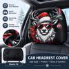 2PCS Santa Claus Print Car Seat Headrest Cover Auto Headrest Cover Set  Car Interior Decoration