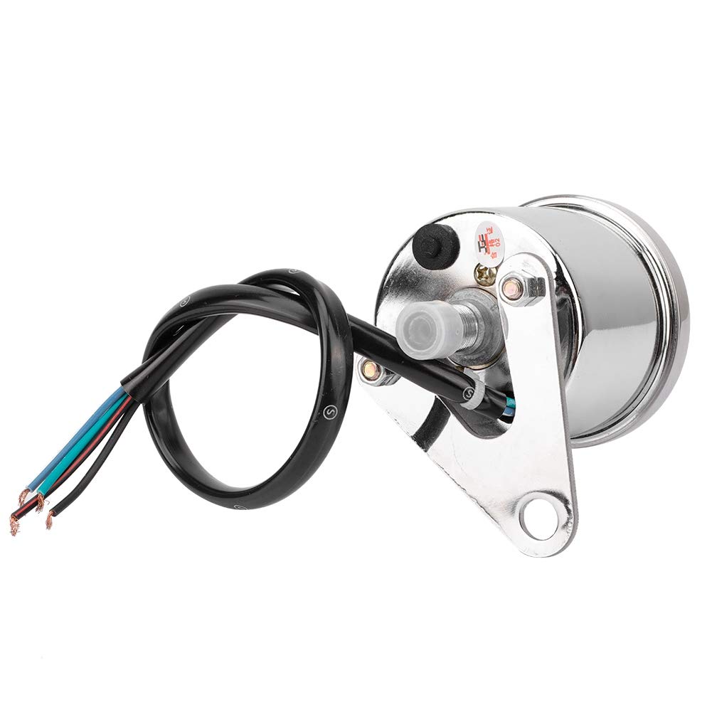 Akozon Tachometer Motorcycle LCD Meter Tachometer Gauge Odometer Speedometer 0-199km/h (Silver Plated)