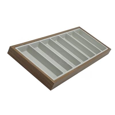 Elegant Wood Sunglass Display Stand Holds 7 Pairs With Stable Base For High End Retail Environment And Jewelry Stores