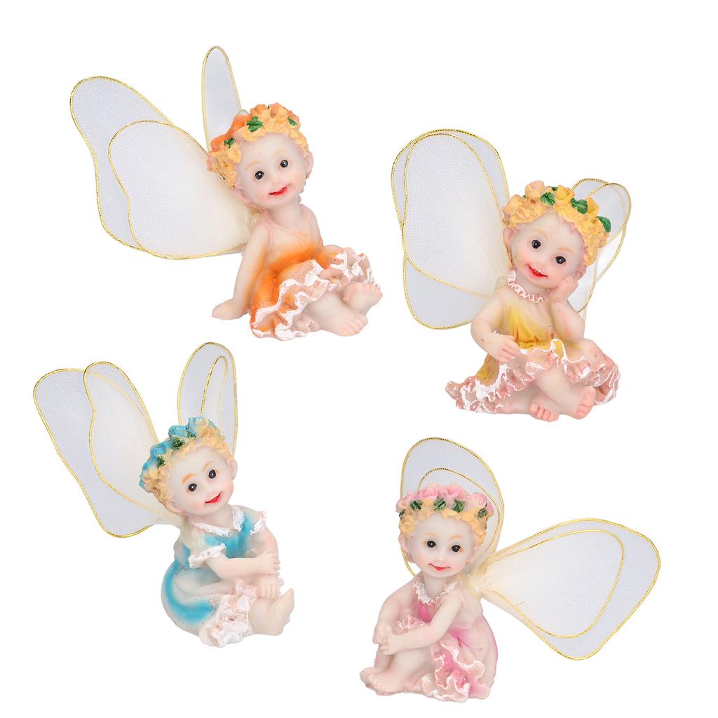4Pcs Flower Fairies Figurines Garden Home Ornament Fairy Figures Resin Craft Bonsai Decoration