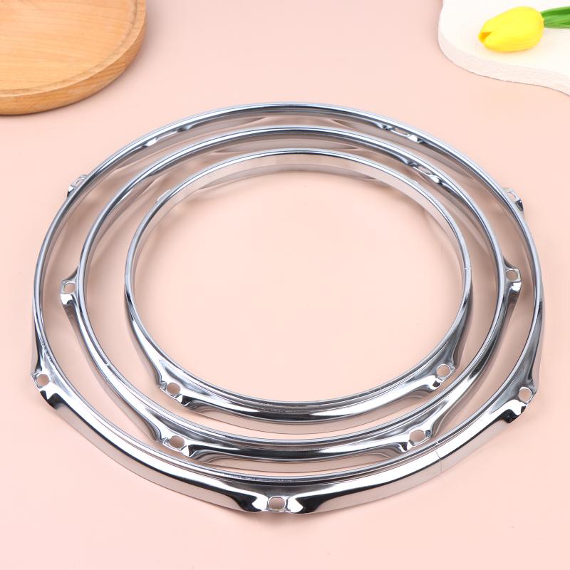 8/10/12Inch Heavy Duty Rim Guard Drum Hoop Rim Protector Hoop Silencers Snare Drum Hoops Replacement Silver-Plated Iron Frame