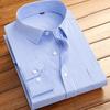 Camisas de Vestir Básicas de Algodón para Hombre de Manga Larga Clásicas a Rayas con un Bolsillo de Parche Ajuste Estándar Formal de Negocios Camisa Social de Oficina
