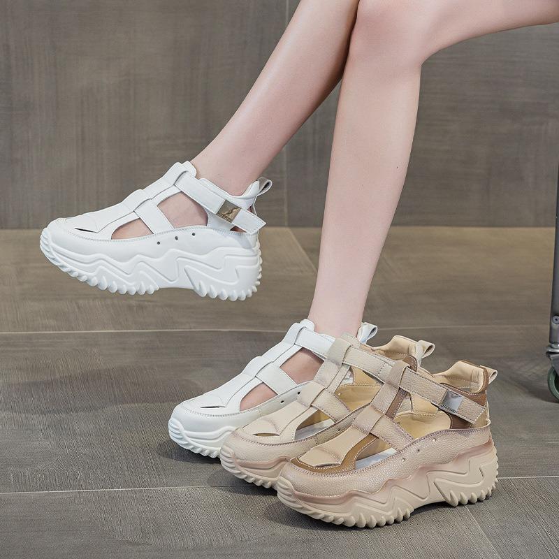 Summer women's shoes new breathable hollow sandals children's Korean version versatile thick sole height increase sports leisure dad shoes women