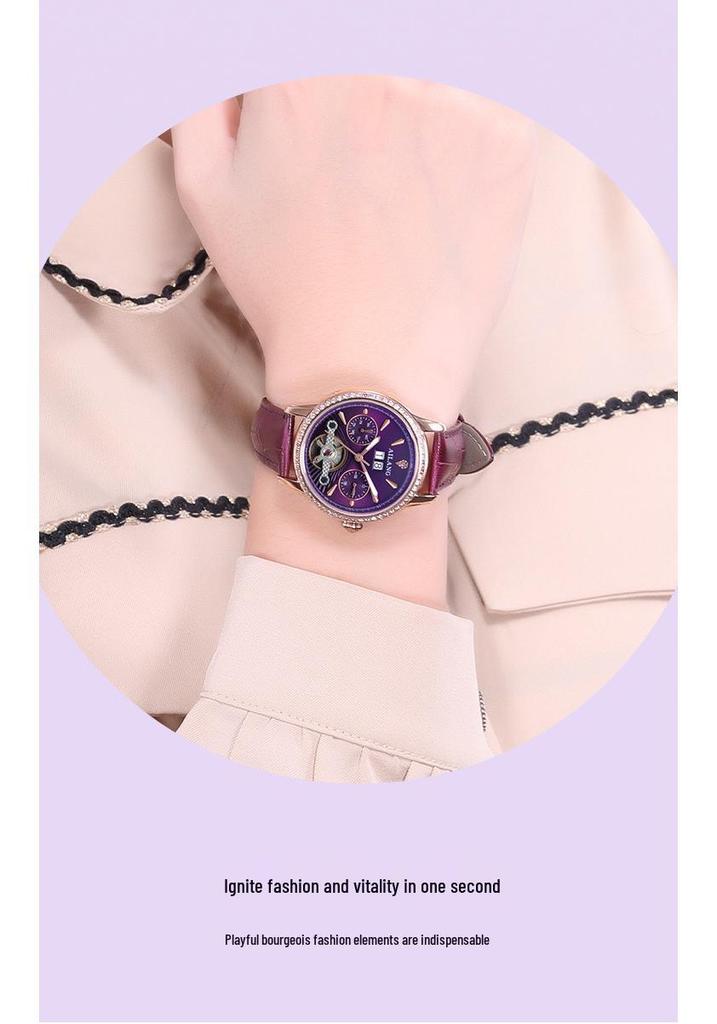 AI Lang Ladies' Diamond-Studded Automatic Watch - Fashionable, Multifunctional, Waterproof Wristwatch