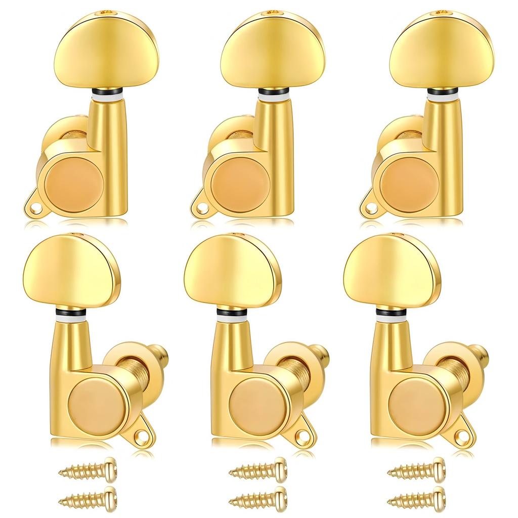 6 Acoustic Guitar Tuning Pegs  Fully Enclosed Guitar Tuning Pegs Guitar Strings Tuning Pegs: 3 Left + 3 Right (3L+3R)
