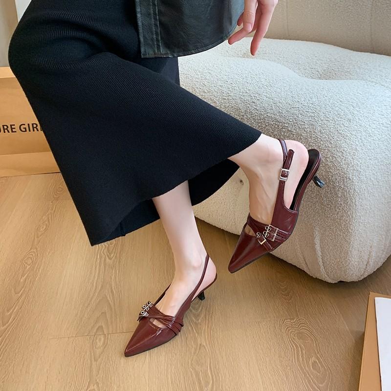Pointed-toe High Heels Women's Thin-heeled Shoes Spring and Summer Flip-top Sandals Single Shoes