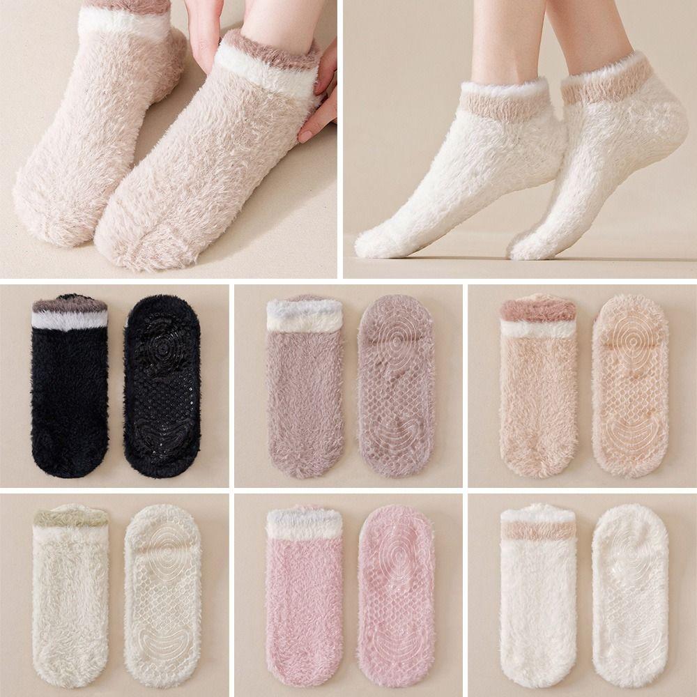 Non-slip Short Socks Coral Fleece Low Cuff Socks New Sleep Socks Autumn Winter