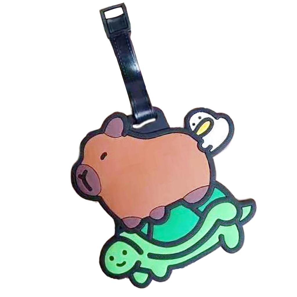 Unique Capybara Bag Pendant Cartoon Luggage Label PVC Identifier Japanese Kawaii Culture Inspired Portable Label