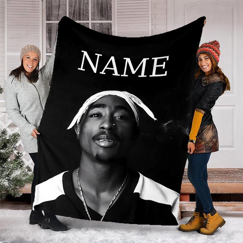 Customizable Rapper Throw Blanket – Personalized Name, All-Season Cozy Snug Blanket, Machine Washable, Personalized Blanket