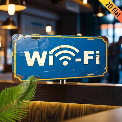2D Flach, 1 Stück Vintage WiFi Metallschild - 6x12 Zoll Aluminium Wandmontierte Dekorative Plakette mit WLAN-Symbol, Perfekt für Zuhause