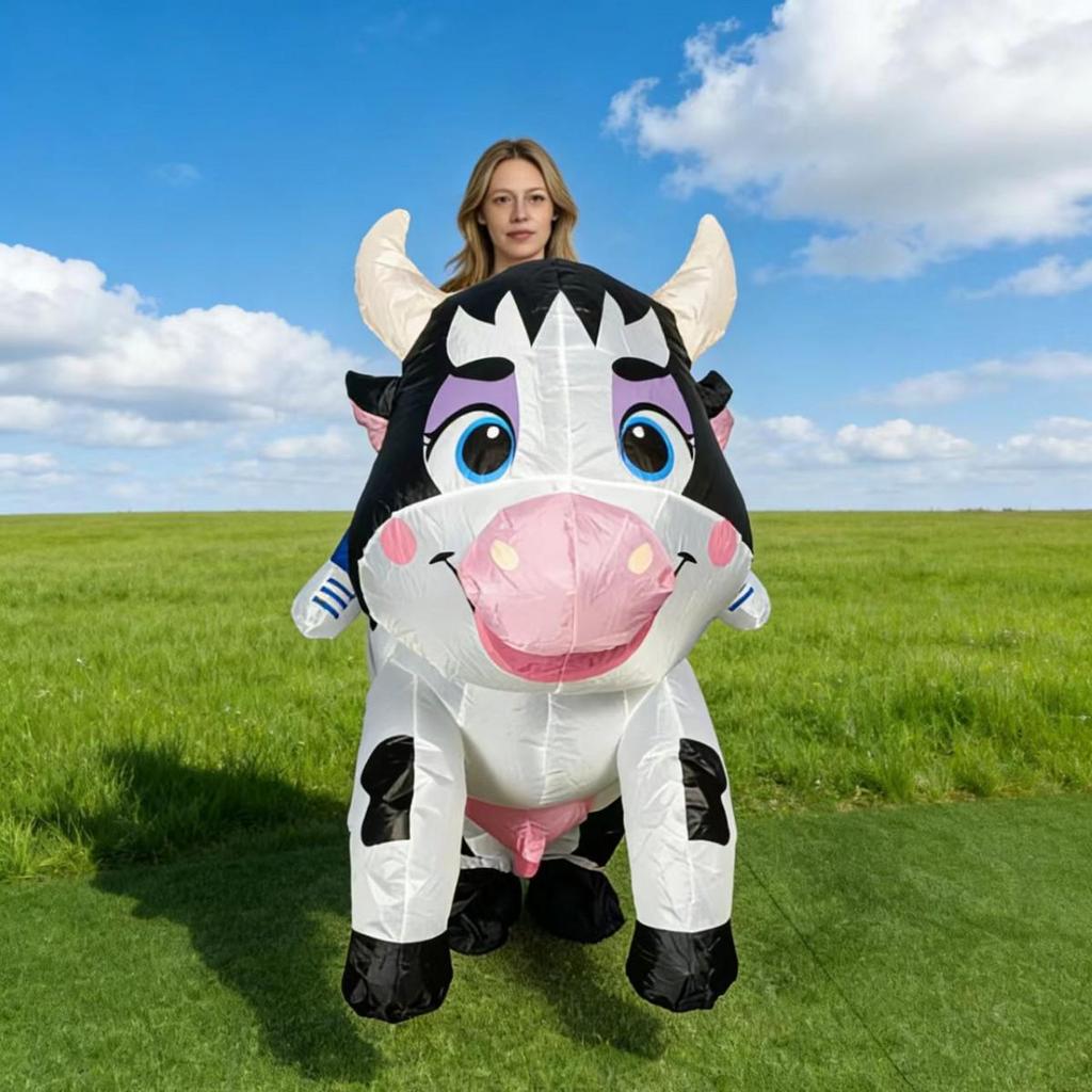 Inflatable White Cow Costume for Halloween & Easter: Cute, Creative, and Fun for Festivals & Pranks.