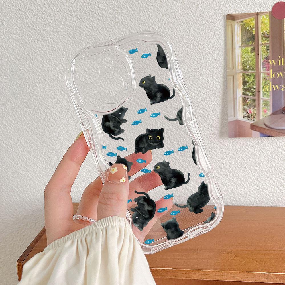 

LZ8 мультяшный кот, милые художественные прозрачные мягкие волнистые чехлы для телефонов для Xiaomi 11 Lite Redmi Note 13 12 8 Pro 9 12C A3 Infinix Smart 8 Tecno, защитная задняя крышка Tecno Camon 30 Premier