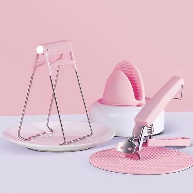 Set of 4 Anti-Scald Bowl Clip Stainless Steel Non-slip Crockery Clamp Hot Dish Clamp Silicone Heat Resistant Gloves Kitchen Tool